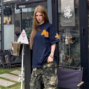 万针全刺绣工艺抖音得物高品质260克重磅纯棉双纱美式高街短袖T恤图片