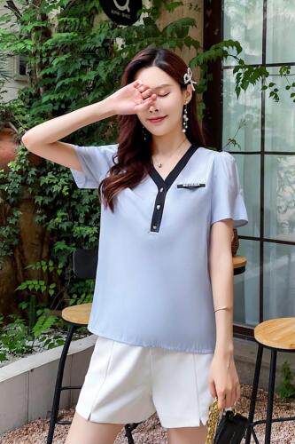 夏季新款V领百搭小衫，女装，田间晨露