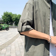 七分短袖衬衫男士棉麻外套韩版潮流夏季薄款休闲7衬衣服男装帅气，男装衬衫，星座601-2
