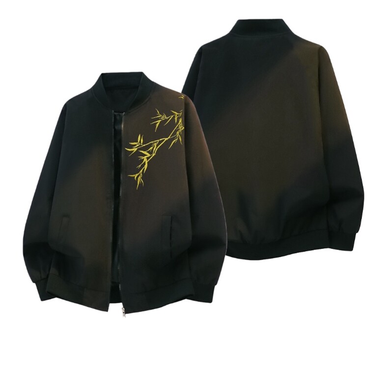 1506-1/JBF091/P49帛跃新中式翠竹印花长袖衬衫男休闲棒球服外套,男装衬衫,星座1506-1