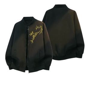 1506-1/JBF091/P49帛跃新中式翠竹印花长袖衬衫男休闲棒球服外套
