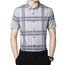 新款夏季男装上衣休闲百搭短袖宽松衬衫男士衬衣潮流男图片