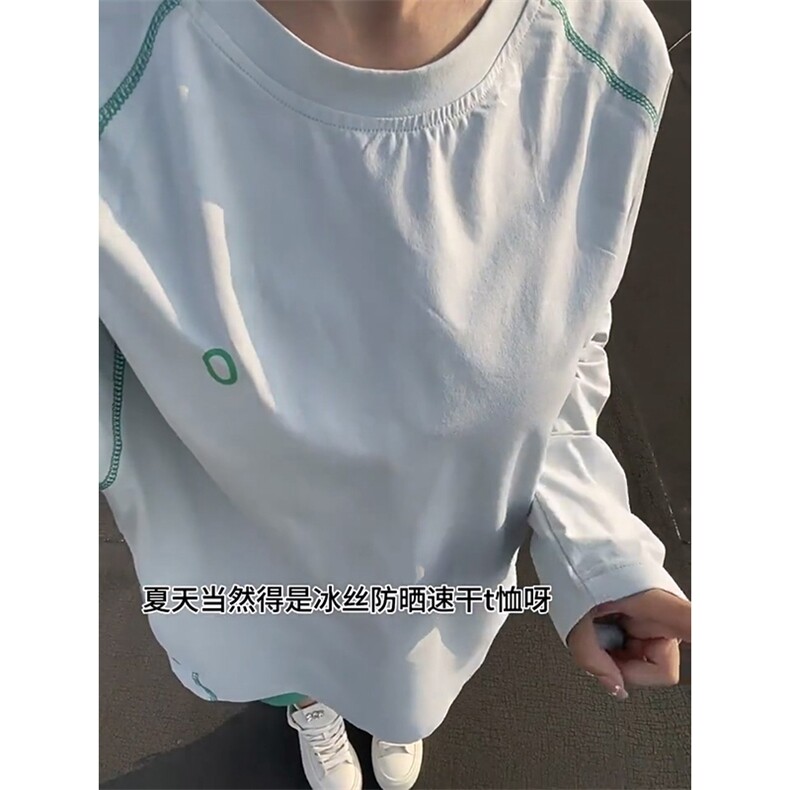 美式高街解构工艺速干长袖T恤男女款防晒罩衫户外运动潮牌骑行服图片