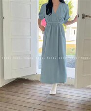 【再现赫本】夏装新款V领韩系连衣裙，女装连衣裙，Waves smile