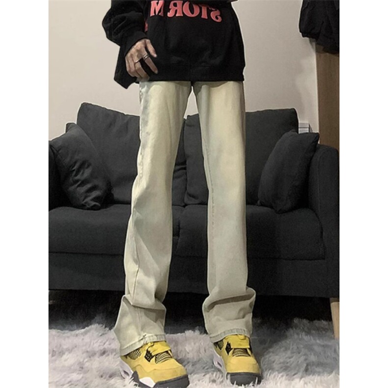 美式高街加绒加厚裤子男秋冬烟灰色牛仔裤KF343常规P38加绒P48,男装牛仔裤,四季星座505