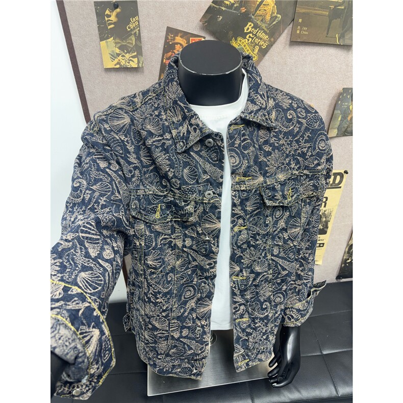 B221美式高街暗黑小众重工艺印花牛仔外套SY2536-特P70控118，男装工装外套，电商B221