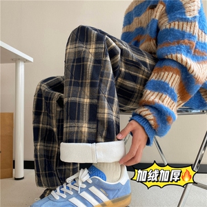 抖音品质冬季新款加绒保暖格子宽松休闲裤B315-K862JR-p65控88图片