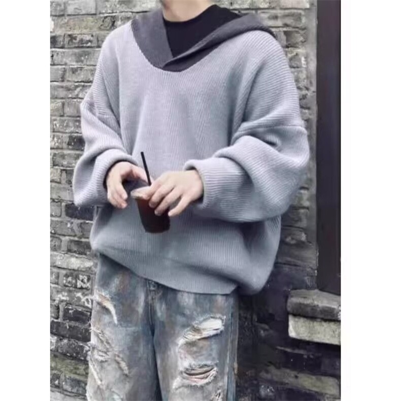 美式复古连帽毛衣男款秋冬季慵懒高级感连帽针织衫MY05739-P52,男装针织衫/毛衣,星座308B-2