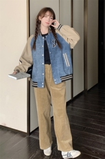 独特超好看牛仔拼接棒球服外套女春秋2025新款今年流行爆款巨好看，女装短外套，一九零