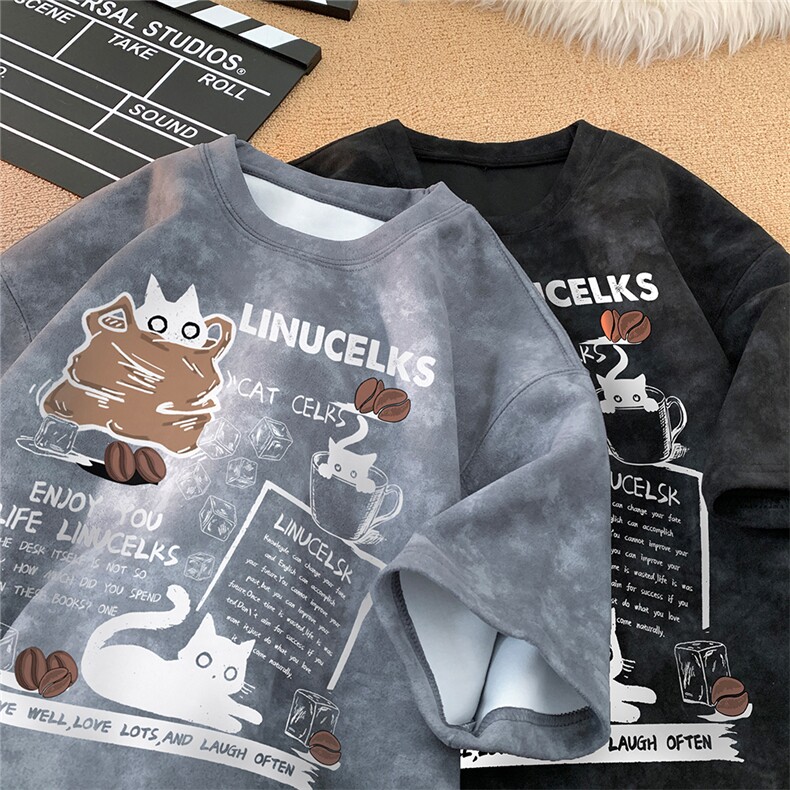 重磅白墨扎染宽松大版型落肩短袖印花T恤ZT26001-P25限38，男装T恤，电商B219A