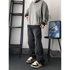 拼接美式insi高街hiphop直筒重工艺水洗牛仔裤货号K687P55，男装牛仔裤，电商A063