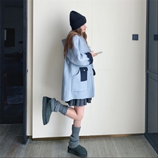 新款xian货拼色连帽双面呢AD939-P285K408，女装毛呢外套，2B187