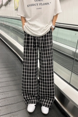复古格子休闲裤港风阔腿男女宽松慵懒拖地裤5X1059-TP2549，男装休闲裤，电商A102