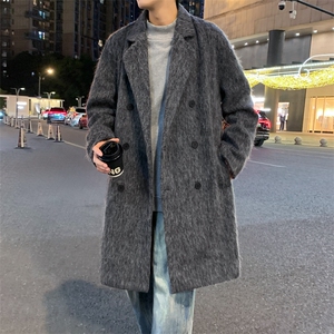 高档男毛呢大衣双排扣羊毛呢子风衣长款西装外套男JK02566-P115