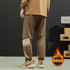 加绒束脚卫裤男女秋冬季高街字母潮牌工装休闲裤G8066-P35加绒45，男装休闲裤，星座1008-1