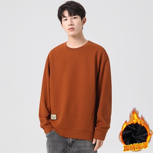 M-8XL 冬季加绒加厚胖子圆领卫衣男图片