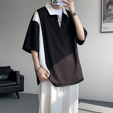 8XL-M拼接撞色短袖t恤男款夏季新款半袖POLO衫加肥加大码DT004P38，男装T恤，电商B312