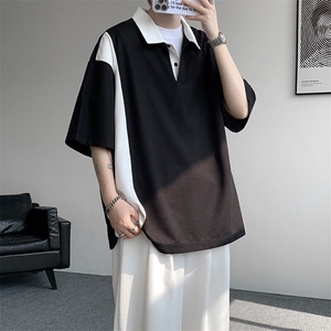 8XL-M拼接撞色短袖t恤男款夏季新款半袖POLO衫加肥加大码DT004P38图片