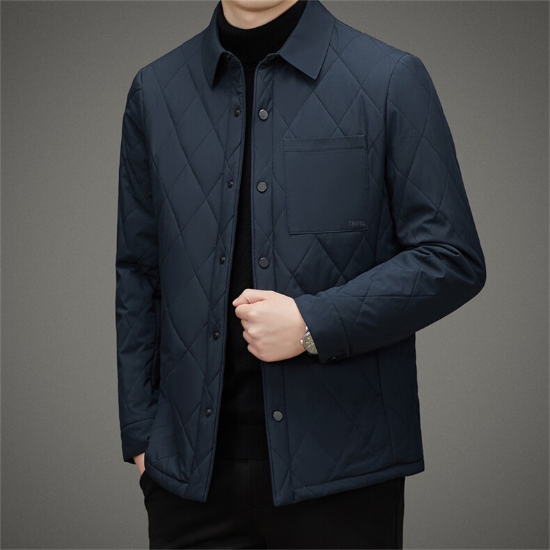 冬季男士商务休闲棉服中青年翻领加厚保暖棉衣新款宽松免烫外套,男装棉衣,电商B212（原钱塘6029）