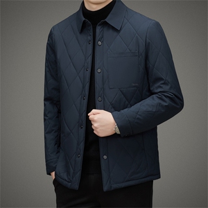 冬季男士商务休闲棉服中青年翻领加厚保暖棉衣新款宽松免烫外套图片