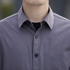 青年男士中袖衬衫男翻领上衣百搭纯色工装衬衣，男装衬衫，电商B212（原钱塘6029）