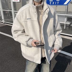 假两件毛呢外套男春秋季2026新款潮牌小众设计感美式立领夹克图片