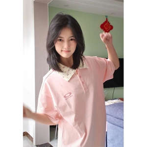 H0669-P35甜美学院风polo领短袖t恤女图片