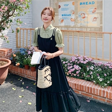 【新品】25夏季新款假两件新中式连衣裙2C112-3103-P135-K188，女装连衣裙，2C112