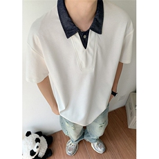 假两件短袖polo衫男款夏季痞帅翻领衬衫正肩太空棉t恤TBN06，男装Polo衫，星座1116A（原606A-3）