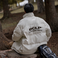 港风23冬季时尚百搭宽松字母印花潮流PU棉服外套MY6450P115控158，男装棉衣，电商A268A