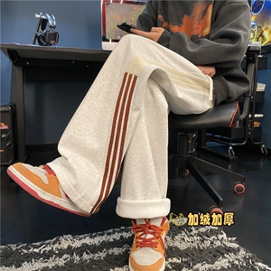 2025冬季新款加绒加厚潮流条纹宽松卫裤B313-K842JR-特p45控88图片