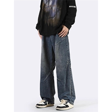 褶皱牛仔裤男女RK3310-P41，男装牛仔裤，星座412-3