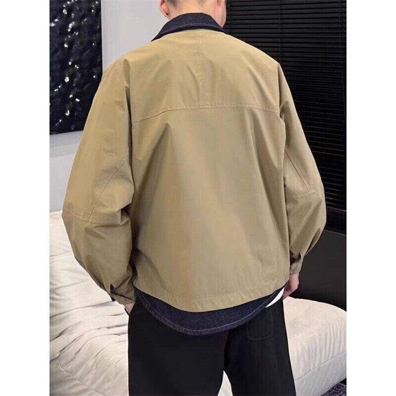 美式拼接假两件夹克休闲百搭翻领外套高级感男宽松外套LJ2522-p75,男装夹克,星座1008