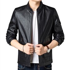 2023秋冬季新款时尚修身型男士高档皮衣外套中年商务休闲上衣男装，男装皮衣，电商B212（原钱塘6029）