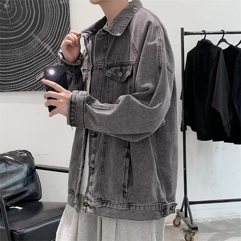 档口有货复古牛仔外套男大码春宽松港风百搭个性高街8808P58,男装工装外套,星座410-2