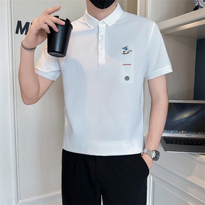 店主风社会小伙男刺绣翻领POLO衫男保罗衫上衣301A-1/PL122/P55图片