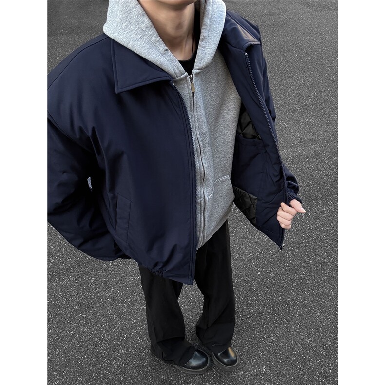 港风2026冬装飞行员夹克棉服厚外套男装冬季宽松翻领棉衣S374特75图片