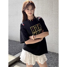 万针全刺绣工艺抖音得物高品质260克重磅纯棉双纱美式高街短袖T恤，男装T恤，电商A486
