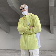 2024年夏季新款港风日系复古冰丝邹真抽绳连帽防晒衣男FS109-P50，男装防晒衣，星座313A(原308A-2)