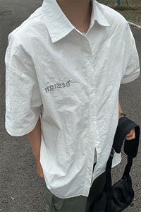 夏季新款速干短袖刺绣衬衫潮流港风宽松百搭男半袖 CS285-P35图片