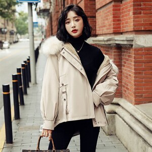 现货冬装2024年新款加绒派克服女韩版宽松加厚冬季大码外套棉袄图片