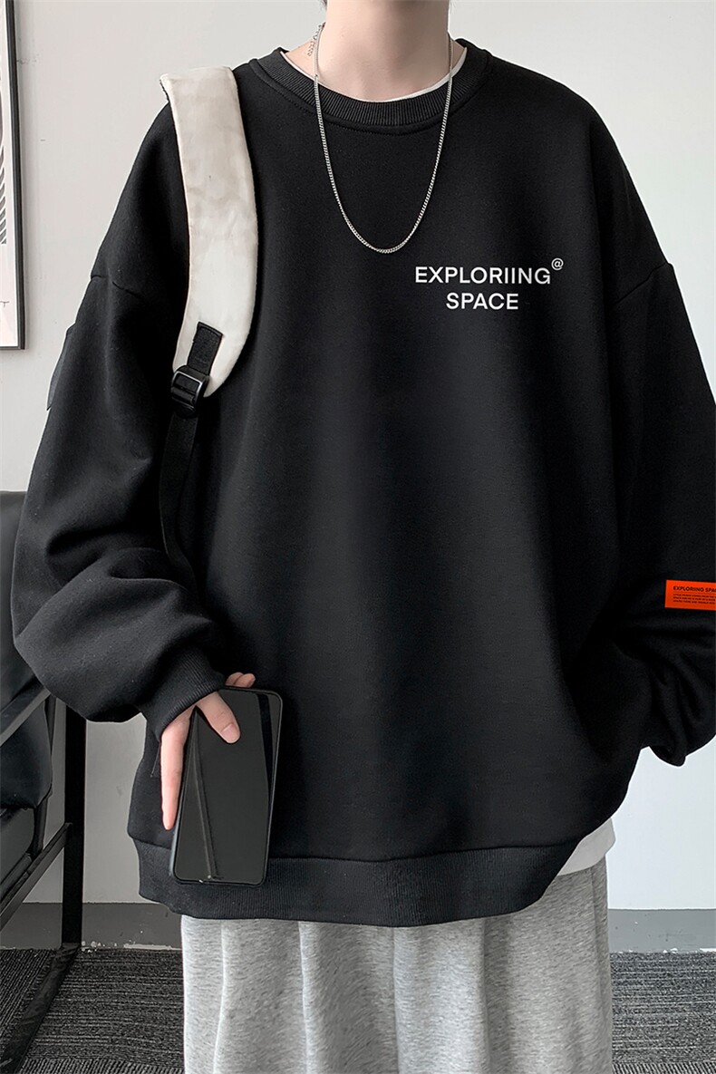 NASA圆领卫衣男大码加厚加绒长袖t恤男S6244-P28加绒款-P33,男装卫衣,电商A040