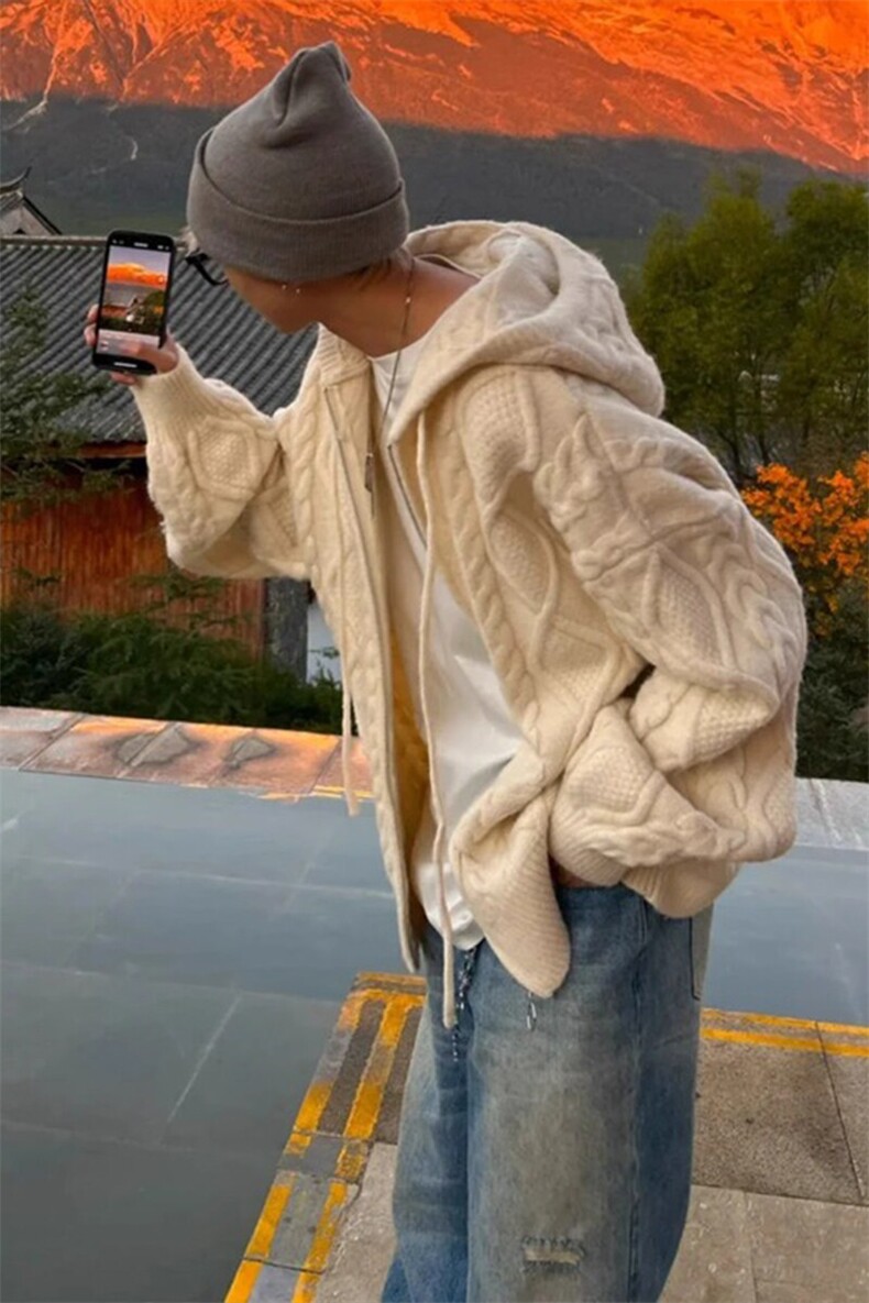 [有货]慵懒风休闲针织衫外套连帽开衫毛衣MY5710特P68,男装针织衫/毛衣,星座908-1