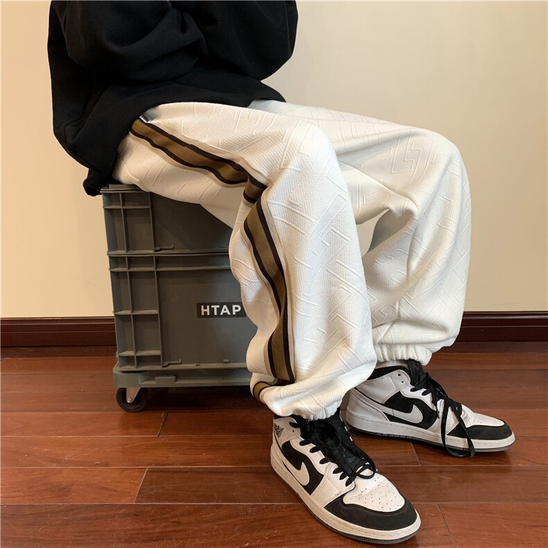 冬季提花加绒加厚织带束脚休闲裤M~5XLXZ604-KG52JR-P65控78,男装卫衣,星座604
