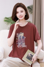 时尚宽松短袖T恤女夏季新款韩版百搭显瘦印花上衣休闲舒适女装，女装T恤，叶笙衣