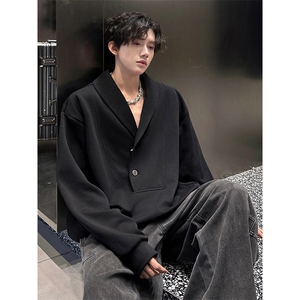 男女同款时尚潮流港风上衣潮搭个性设计感休闲卫衣HY723TP45控78图片