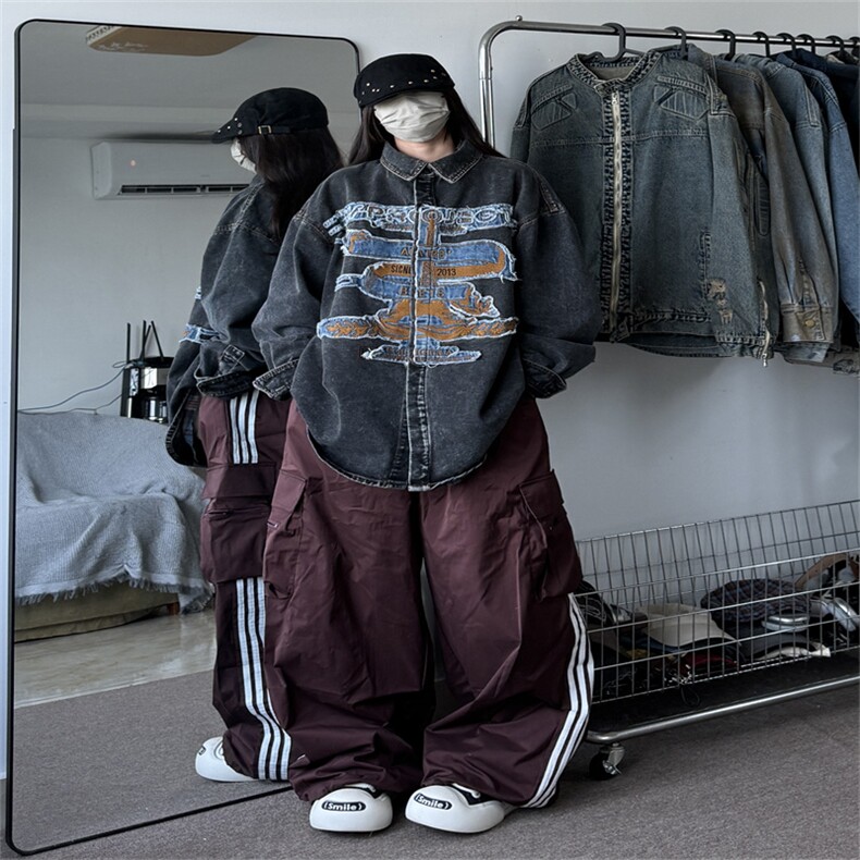 2024新款男士贴布刺绣牛仔夹克外套水洗破坏长袖衬衫秋JK1111-P88,男装衬衫,星座1103-3