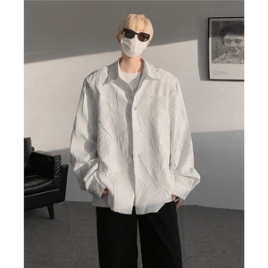 8XL-M 小众解构肌理感裂纹垫肩花衬衫男高级感宽松衬衣男CS520P55图片