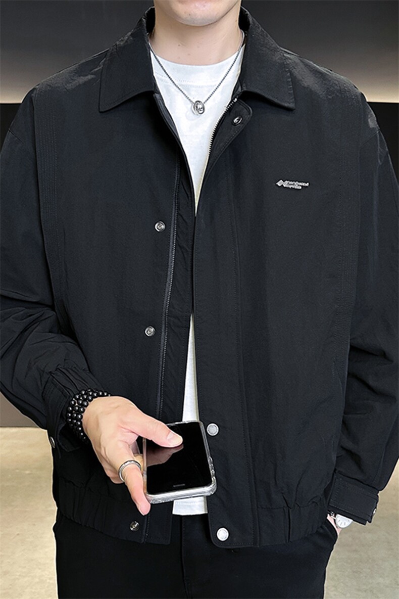 9813-M-3XL-P118店主风秋季休闲男士外套设计师潮牌翻领夹克男,男装夹克,电商B255