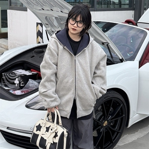 抖音得物高品质二开 25秋冬美式重磅宽松结构双面连帽卫衣外套W68图片